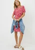 Red Popover Floral Tunic Dress - Size 14 Image 1