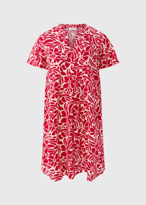 Red Popover Floral Tunic Dress - Size 14 Image 2