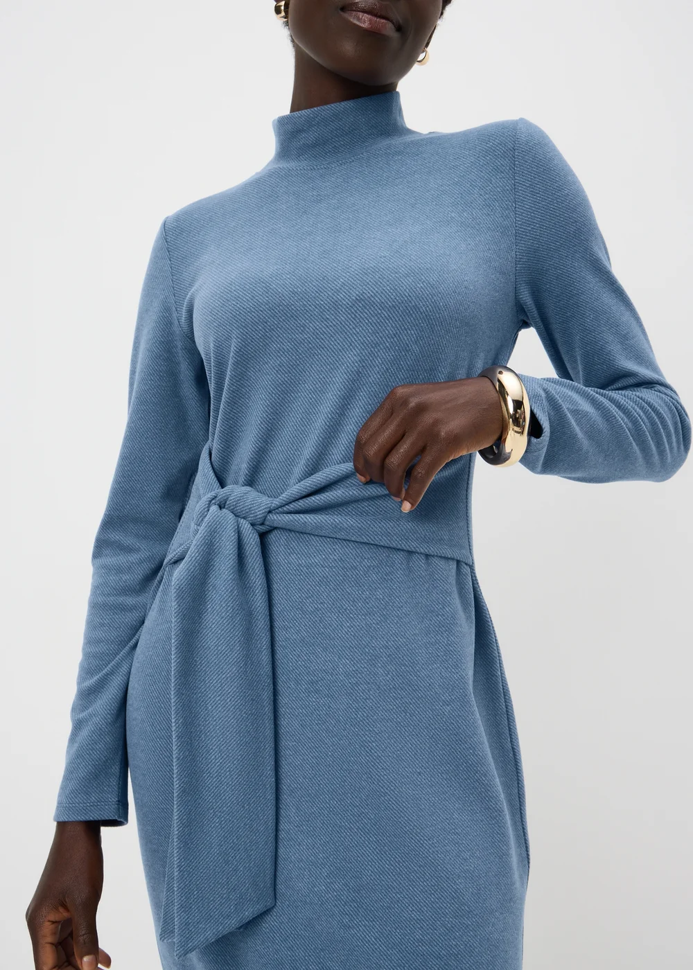 Blue Jersey Tie Midi Dress - 24 Image 3