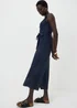 Navy Crinkle Belted Culotte Jumpsuit - 8 Image 2