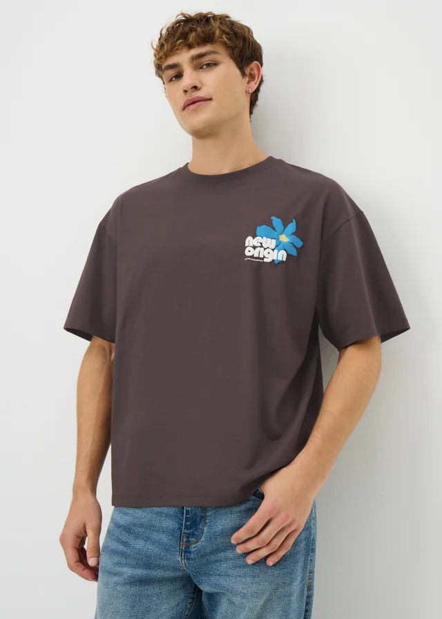 Brown New Origin Floral Printed T-Shirt