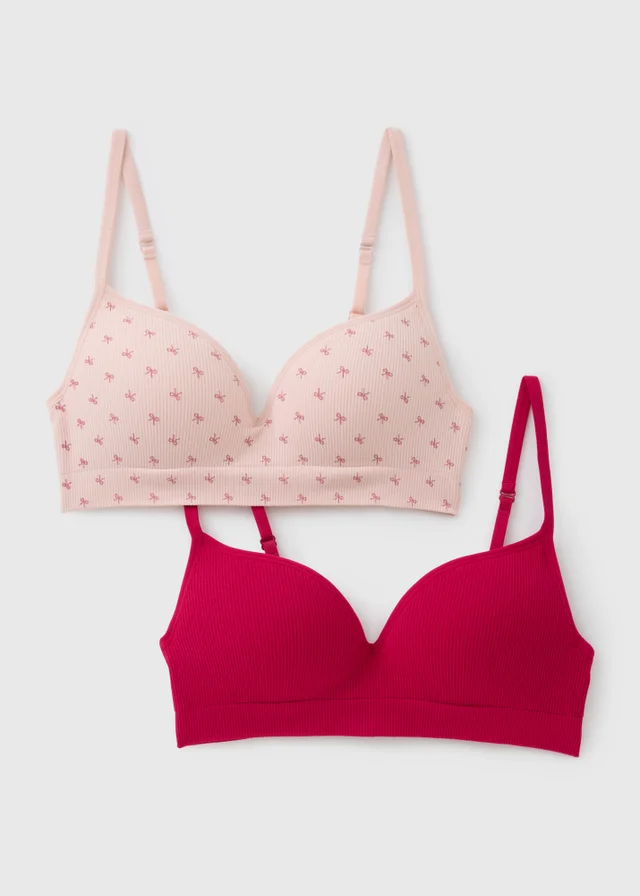 2 Pack Pink Seamless Moulded Bras