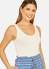Yumi White Fine Knit Vest Top - Small Image 1