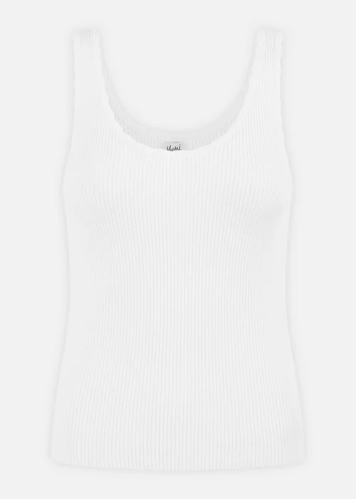 Yumi White Fine Knit Vest Top - Small Image 2