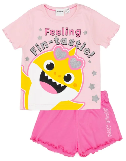 Baby Shark Kids Pink Shortie Pyjamas (12 Months-5 Years) - Age 3-4 Years Image 1