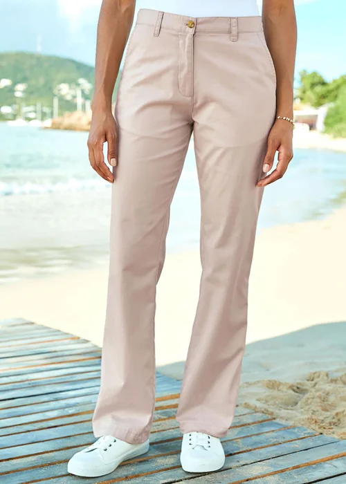 Cotton Traders Ecru Everyday Straight Leg Trousers - 16/L27 Image 1
