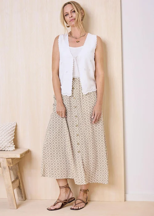 Cotton Traders Mink Mock Button Pull On skirt - Size 18 Image 1