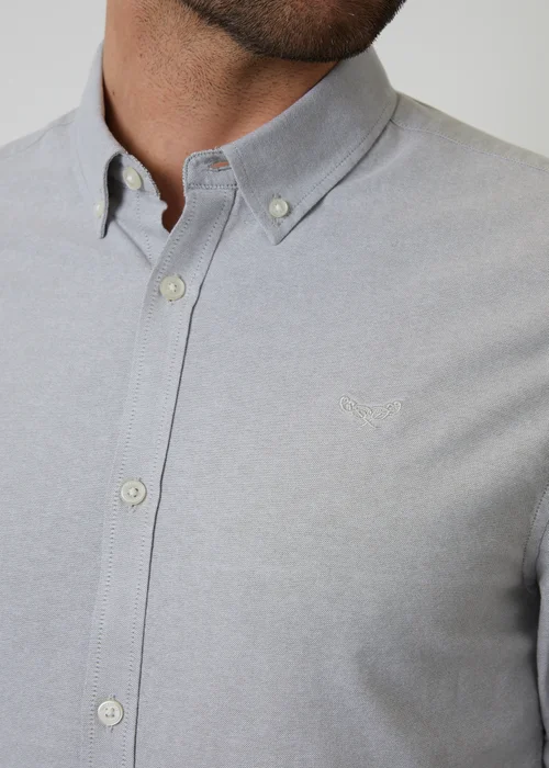 Threadbare Soft Green Oxford Cotton Slim Fit Long Sleeve Shirt - M Image 4