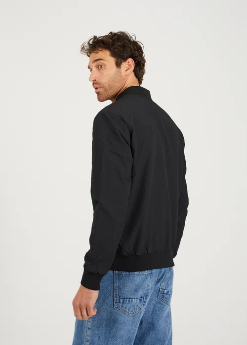 Brave Soul Black Seersucker Bomber Jacket - M Image 2