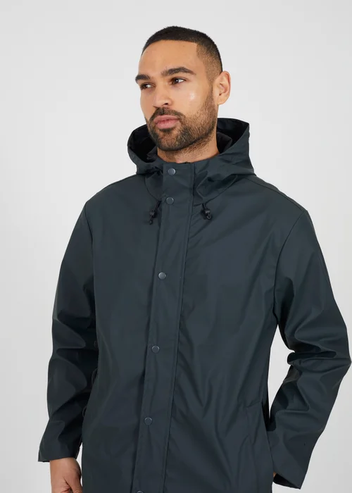 Brave Soul Khaki Rubberised Hooded Parka Style Jacket - S Image 3