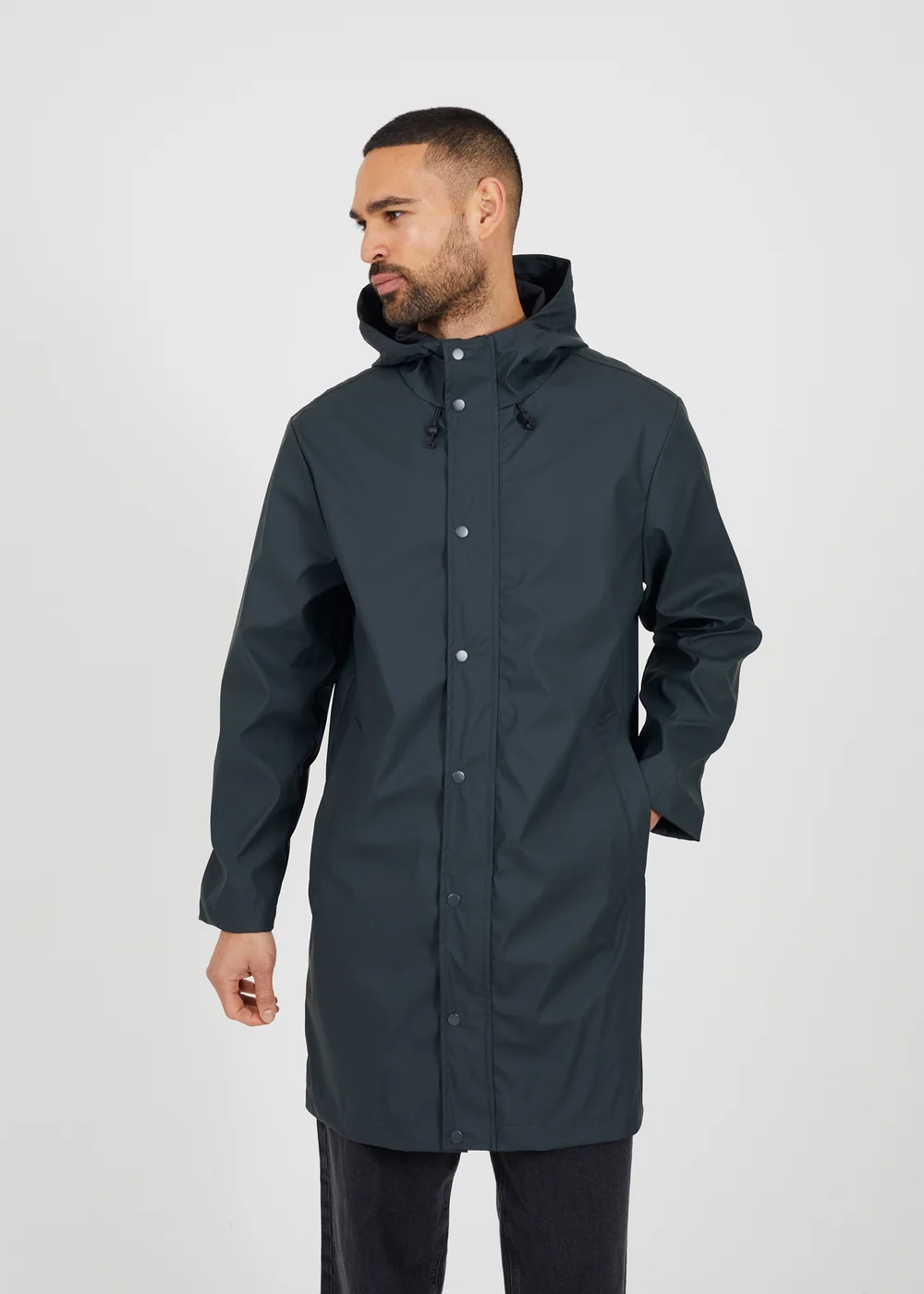 Brave Soul Khaki Rubberised Hooded Parka Style Jacket - S Image 1