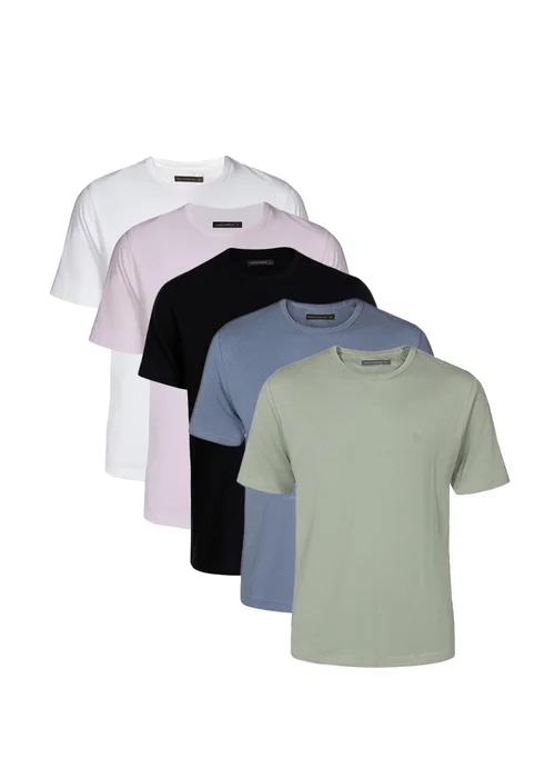 French Connection Blue 5 Pack Cotton Crew Neck Short Sleeve T Shirts - Large Image 1