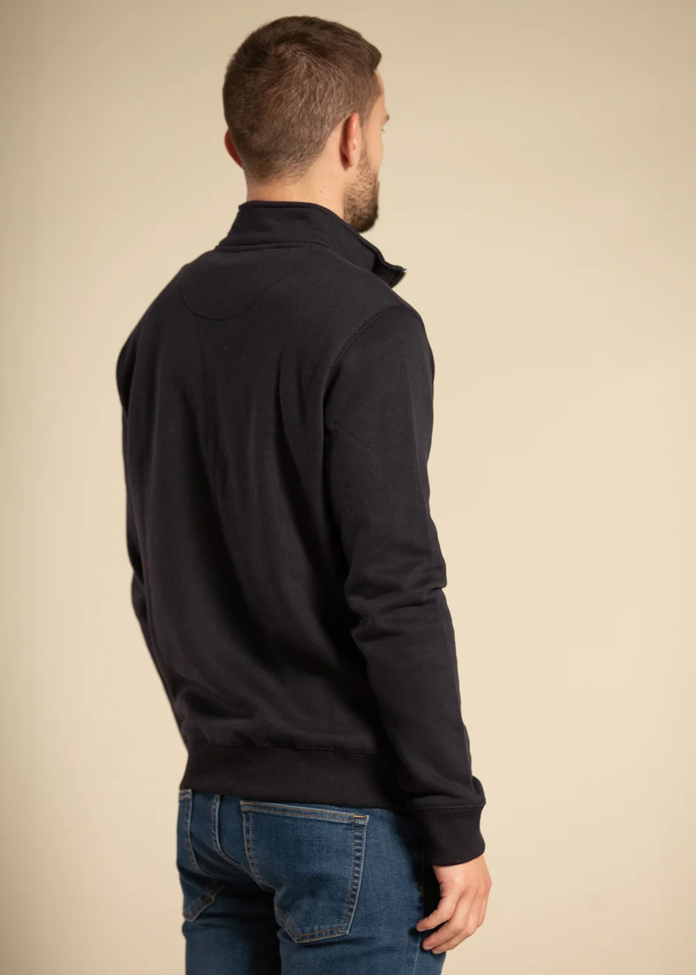 French Connection Navy Cotton Blend Half Zip Jumper - Small Image 2