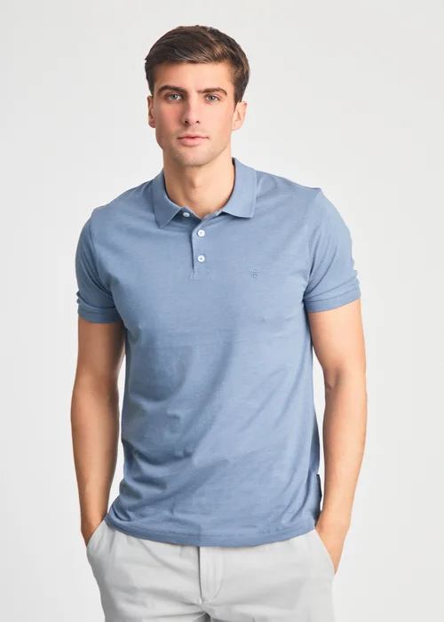 French Connection Blue 3 Pack Cotton Short Sleeve Polo Shirts - XXL Image 4