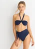 Gini London Navy Twist Front Halter Neck Bikini Top - Size 8 Image 1