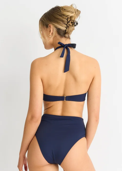 Gini London Navy Twist Front Halter Neck Bikini Top - Size 8 Image 2