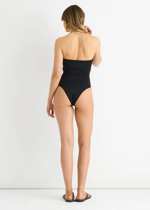 Gini London Black Front Tie Bandeau Swimsuit - Size 10 Image 2