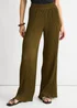 Gini London Olive Plisse Loungewear Wide Leg Trouser - L/XL Image 3