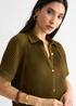 Gini London Olive Plisse Short Sleeve Oversized Shirt - Small/Medium Image 3