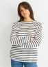 Gini London White Mono Stripe Oversized Knit Jumper - S/M Image 3