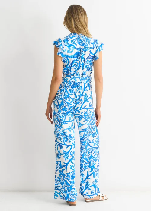 Gini London Blue Floral Ruffle Sleeeves Jumpsuit - 8 Image 2