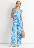 Gini London Blue Floral Ruffle Sleeeves Jumpsuit - 8 Image 1