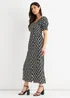 Gini London Black Geo Print Square Neck Midi Dress - Size 10 Image 4