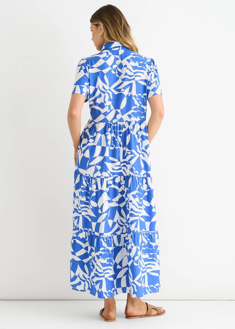 Gini London Blue Aztec Print Oversized Smock Midi Dress - Large/Extra Large Image 2
