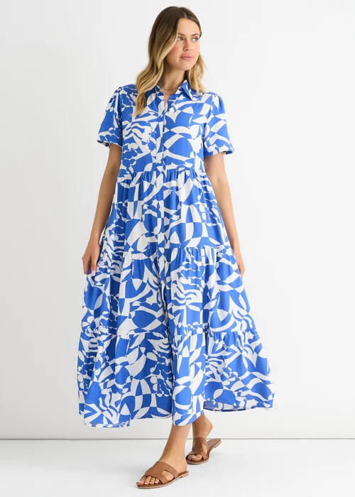Gini London Blue Aztec Print Oversized Smock Midi Dress - Large/Extra Large Image 4