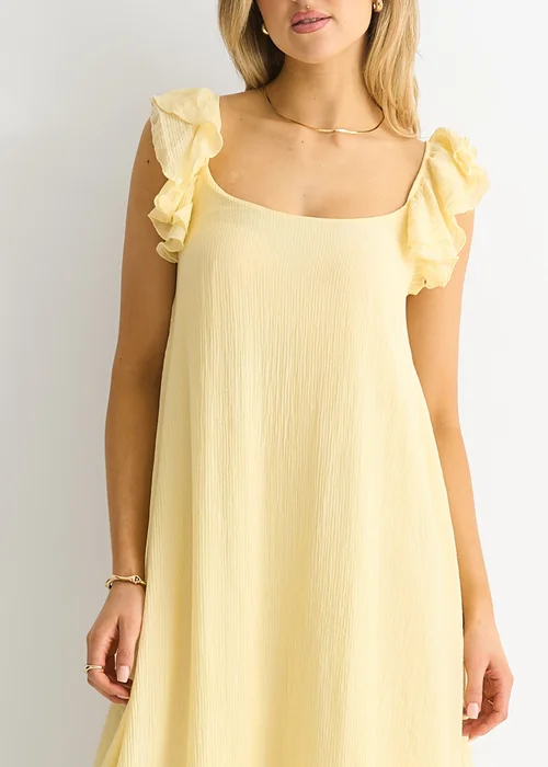 Gini London Yellow Ruffle Short Sleeve Viscose Maxi Dress - 14 Image 3