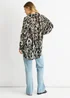 Gini London White Mono Abstract Print Oversized shirt - M/L Image 2