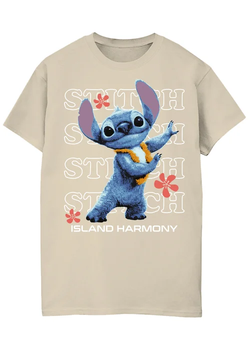 Disney Stitch Island Harmony Sand Boyfriend Fit T Shirt - Medium Image 1