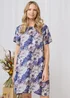 Izabel London Blue Floral Short Sleeve Knee Length Shift Dress - M Image 1