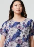 Izabel London Blue Floral Short Sleeve Knee Length Shift Dress - M Image 3