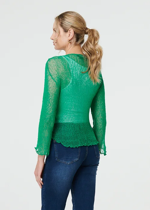 Izabel London Green Sheer 3/4 Sleeve Open Front Cardigan - One Size Image 3