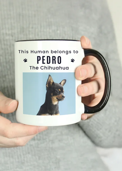 Personalised Memento Company Pet Photo Upload Black Handled Mug - One Size Image 2
