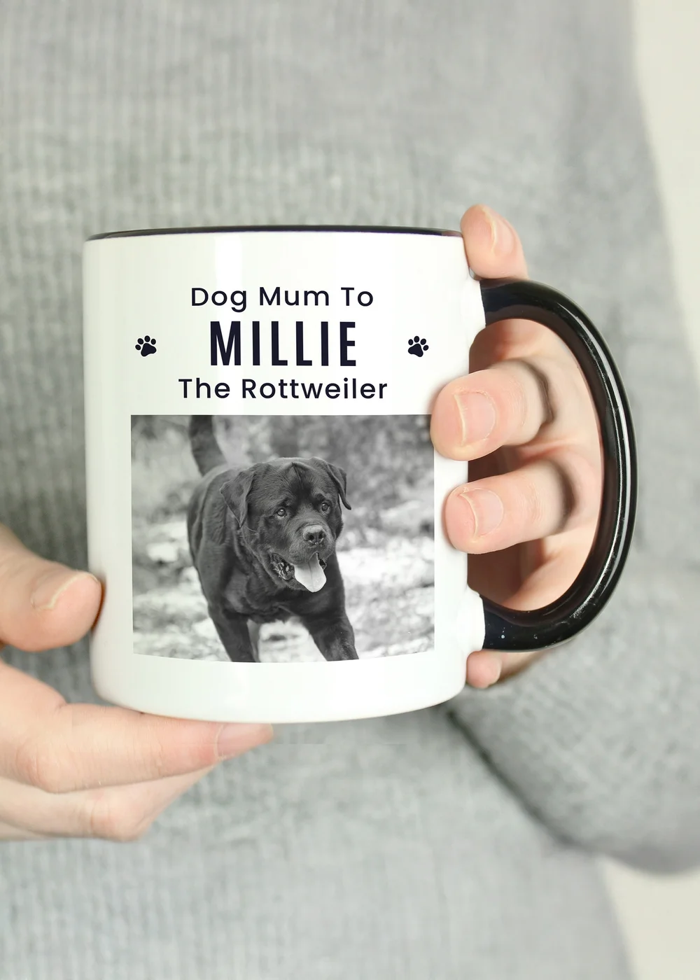 Personalised Memento Company Pet Photo Upload Black Handled Mug - One Size Image 4