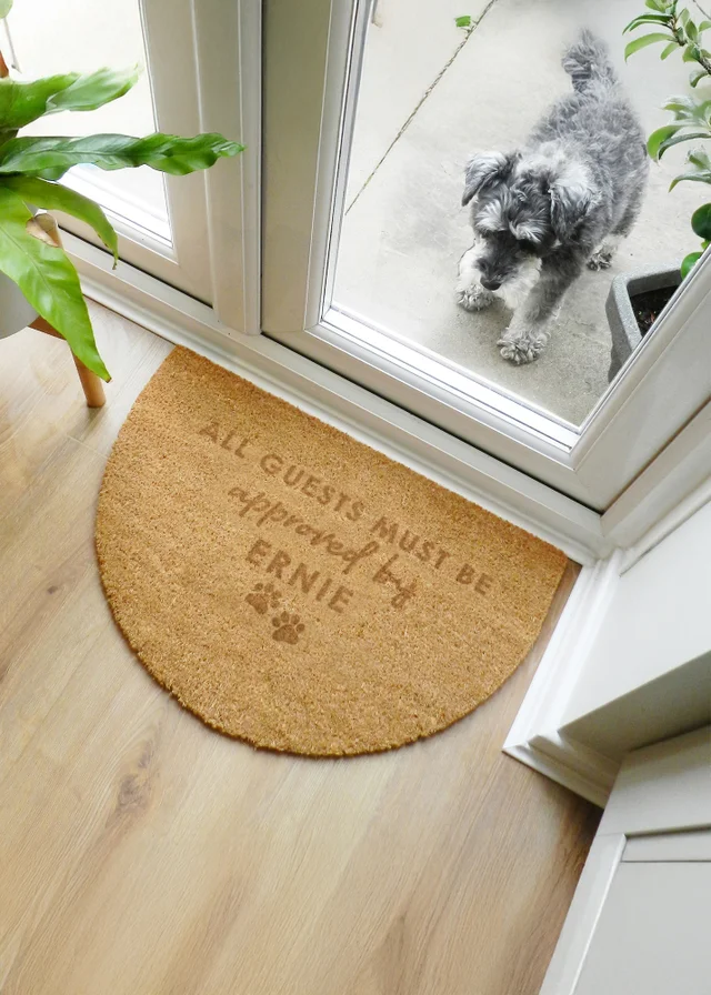 Personalised Memento Company Approved By The Pet Brown Half Moon Indoor Doormat
