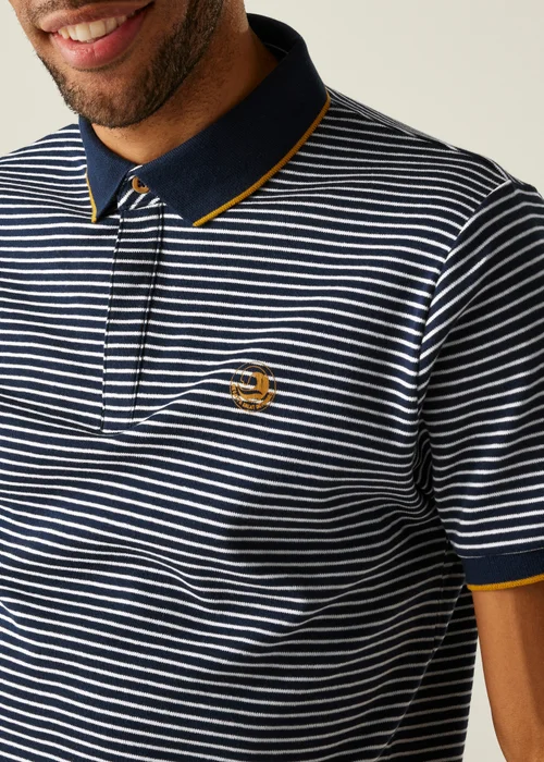 Regatta Navy Stone White Stripe Tiver Polo Shirt - S Image 4