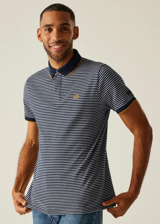 Regatta Navy Stone White Stripe Tiver Polo Shirt