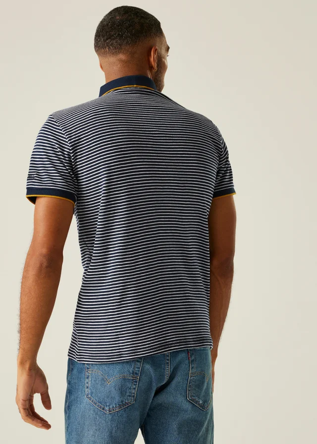 Regatta Navy Stone White Stripe Tiver Polo Shirt