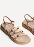 Linzi Twilight Sand Faux Leather Triple Buckle Footbed Sandals - Size 6 Image 5