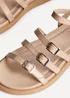 Linzi Twilight Sand Faux Leather Triple Buckle Footbed Sandals - Size 6 Image 4