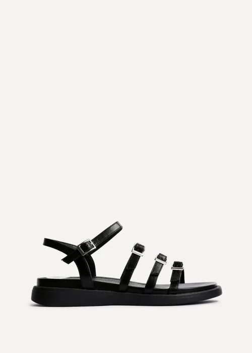 Linzi Twilight Black Faux Leather Triple Buckle Footbed Sandals - Size 6 Image 2
