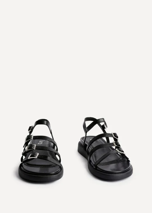 Linzi Twilight Black Faux Leather Triple Buckle Footbed Sandals - Size 6 Image 3