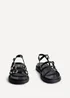 Linzi Twilight Black Faux Leather Triple Buckle Footbed Sandals - Size 6 Image 3