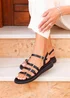 Linzi Twilight Black Faux Leather Triple Buckle Footbed Sandals - Size 6 Image 1