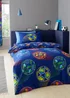 Catherine Lansfield Bright Football Reversible Duvet Cover Set Navy Blue - Single Image 1