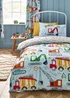Catherine Lansfield Kids Digger Dreams Reversible Duvet Cover Set Blue - Junior Image 1