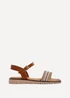 Linzi Halo Tan Weaved Embellished Flat Sandals - Size 4 Image 2